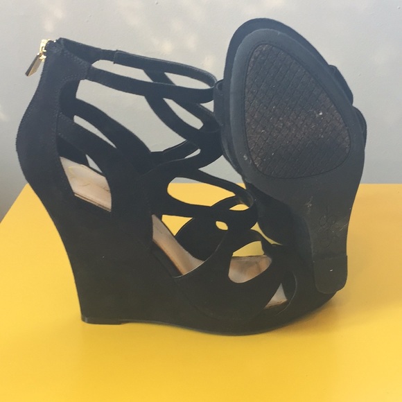 Jessica Simpson - black suede wedges Sz 9.5 - Picture 3 of 3